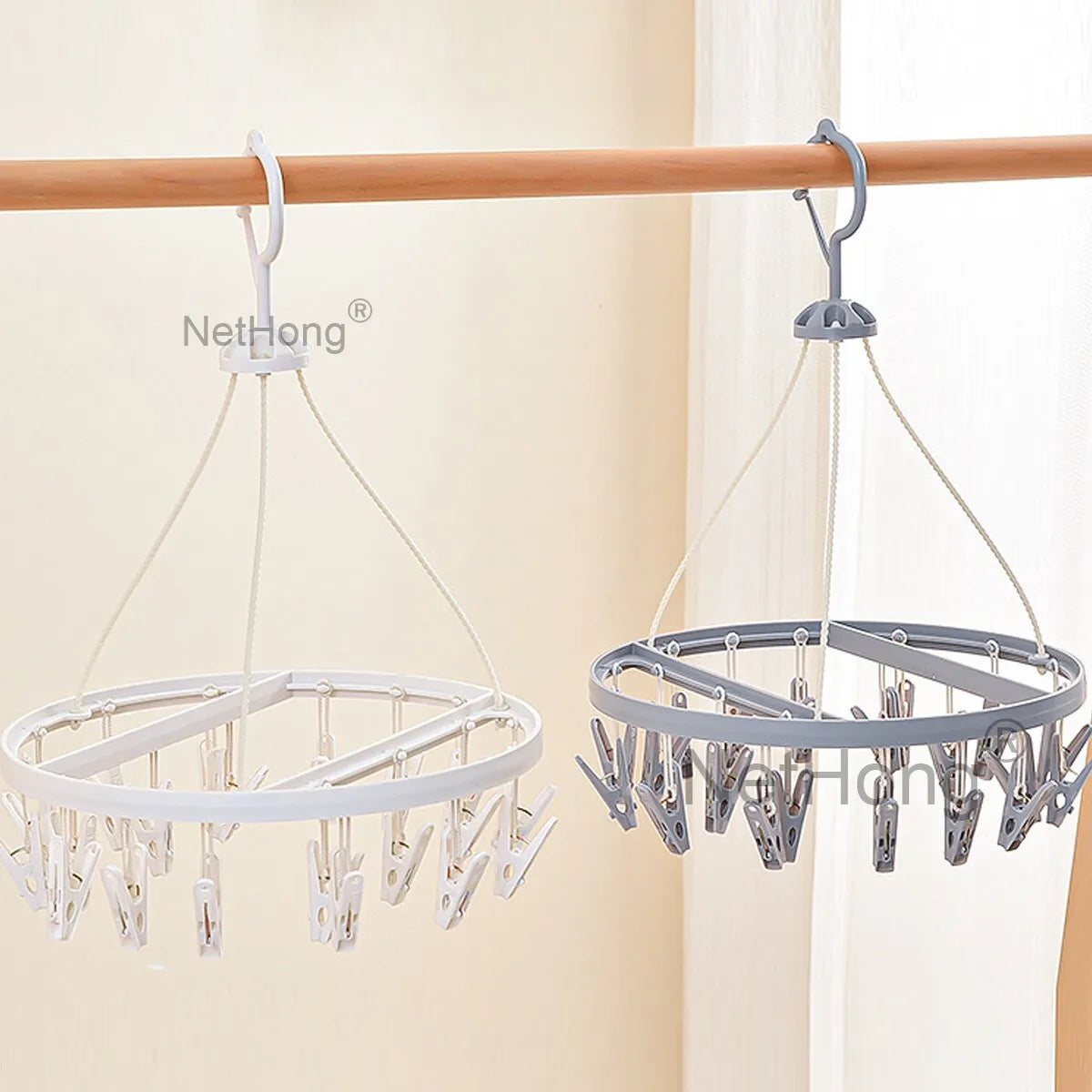 20 Pegs Thickened Laundry Clip Underwear Socks Hanger Airer Cloth Dryer Rack UK