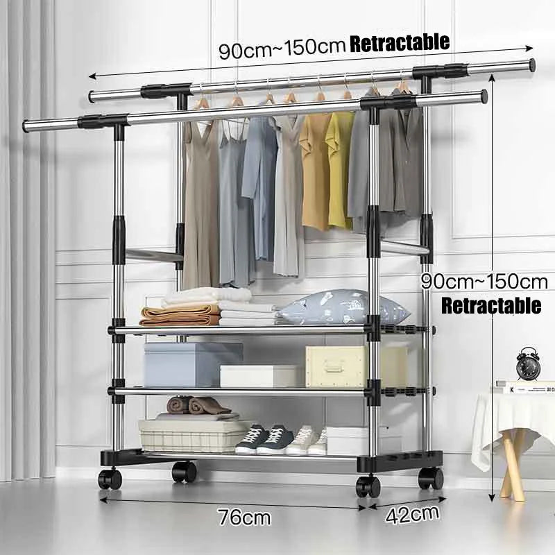 Telescopic Mobile Clothes Rack
