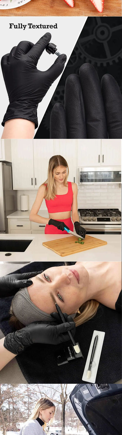 Nitrile Gloves Disposable Thickened Wear Resistant Black Food Household Food Grade Protective Dishwashing Rubber Wholesale Latex