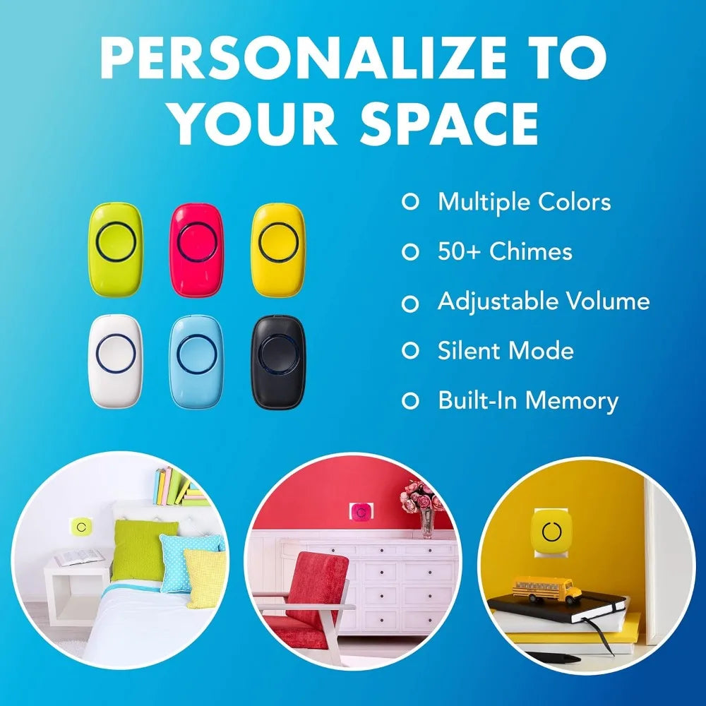 Wireless Doorbells for Home, Apartments, Businesses, Classrooms, etc. - 1 Door Bell Ringer & 2 Plug-In Chime Receiver