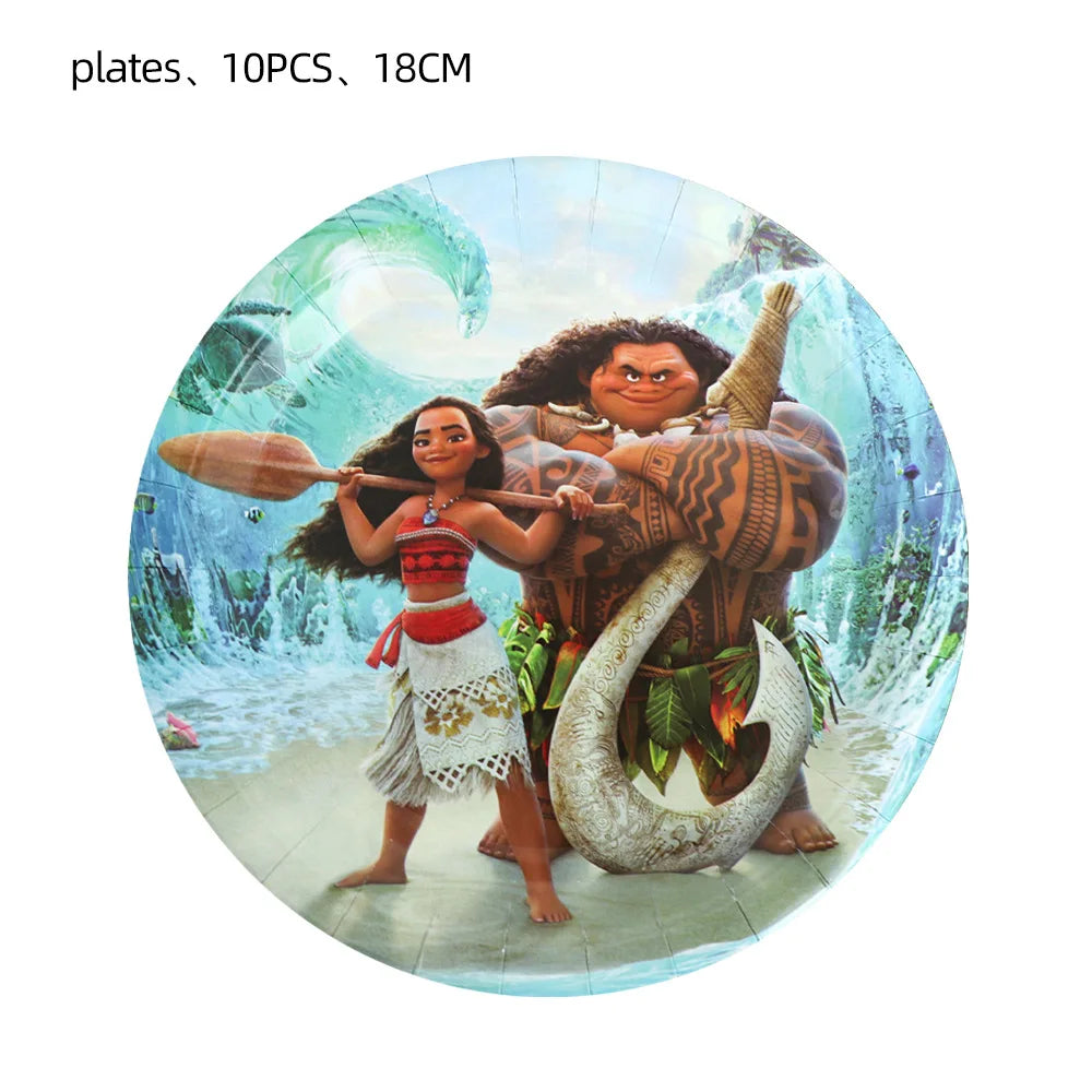 Disney Moana Birthday Decoration Tableware Cup Plate Backdrop Banner Kit Vaiana Moana Theme Happy Party Deco Balloons Supply Set