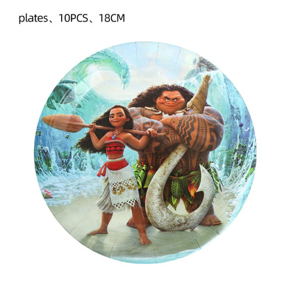 Disney Moana Birthday Decoration Tableware Cup Plate Backdrop Banner Kit Vaiana Moana Theme Happy Party Deco Balloons Supply Set