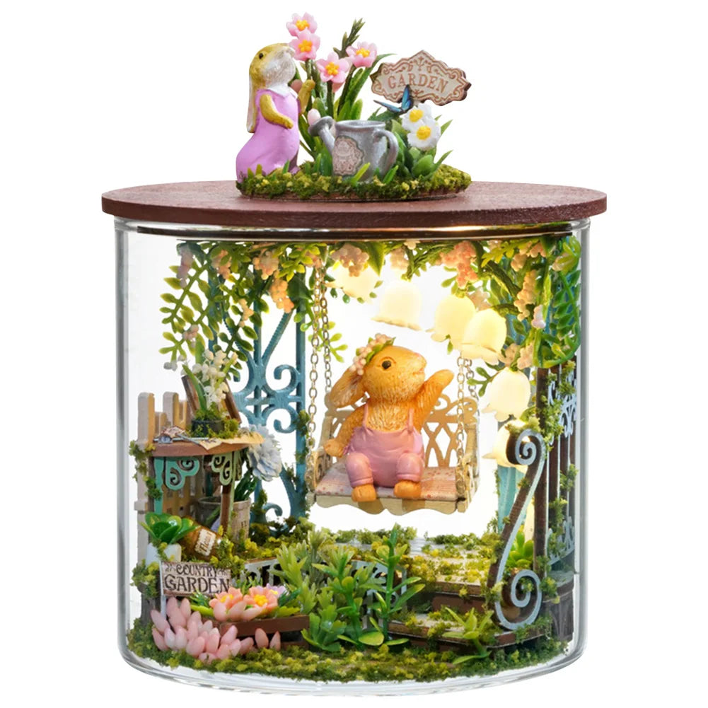 Dream Bottle Model Kit Wooden Mini Handmade Doll House Creative Miniature Room Models Toys Easter Gifts for Children