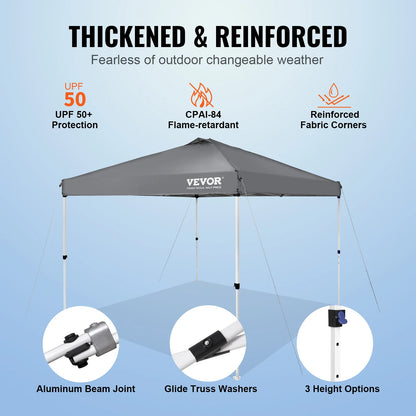 VEVOR Pop Up Canopy Tent 250D PU Silver Coated Tarp with Portable Roller Bag and 4 Sandbags Waterproof and Sun Shelter Gazebo
