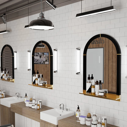 Modern Arched Wall Mirror with Shelf, Living Room, Entryway, Gold Decorative Mirror, 20x30 in