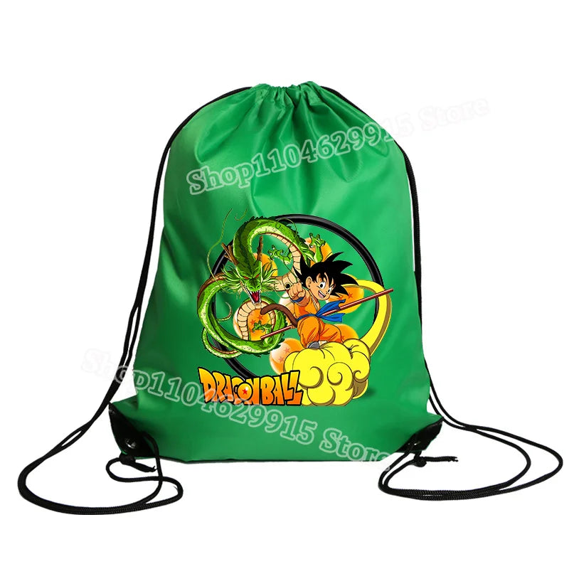 Dragon Ball Drawstring Bag Boys Goku Anime Figure String Pocket Swimming Pool Clothes Shoes Storage Waterproof Backpack Gifts