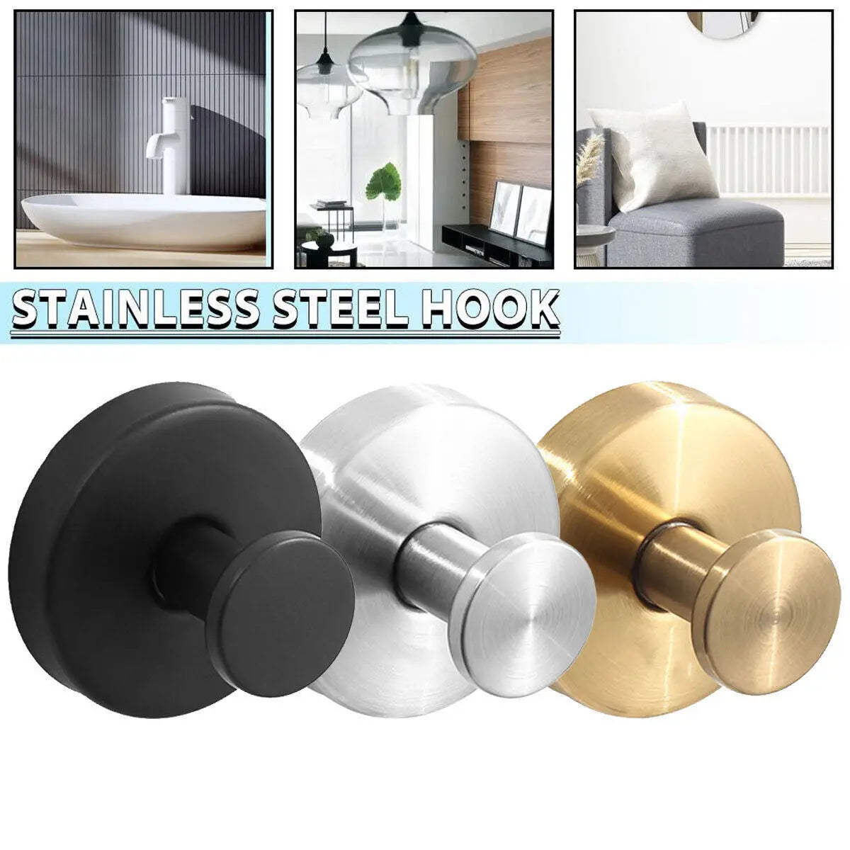 2/4x Stainless Steel Suction Cup Hook Waterproof Wall Mount Hooks Punch-free Reusable Kitchen Bathroom Wall Hanger Towel Clothes