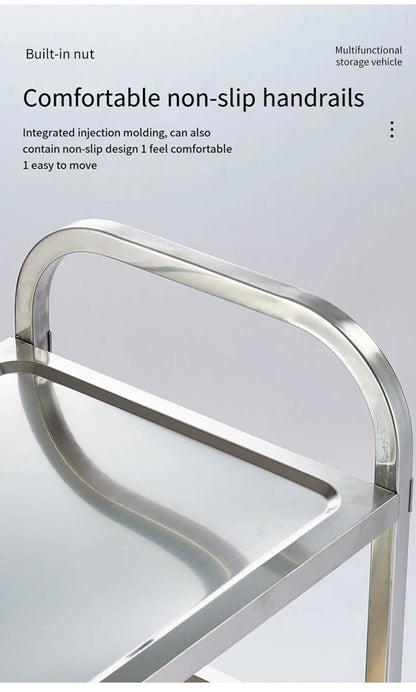 Stainless Steel Cart with Thickened Three Layers- Kitchen Utility Cart for Serving  Collecting Dishes Multi-functional Trolley