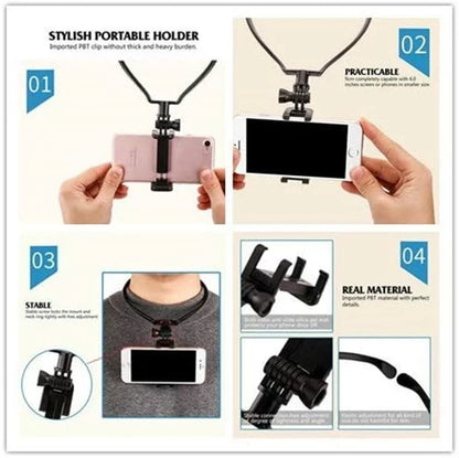POV Vlog Smartphone Selfie Neck Holder Hands Free Wearable Lazy Phone Stand Universal Hanging Mount for IPhone GoPro Dock racket