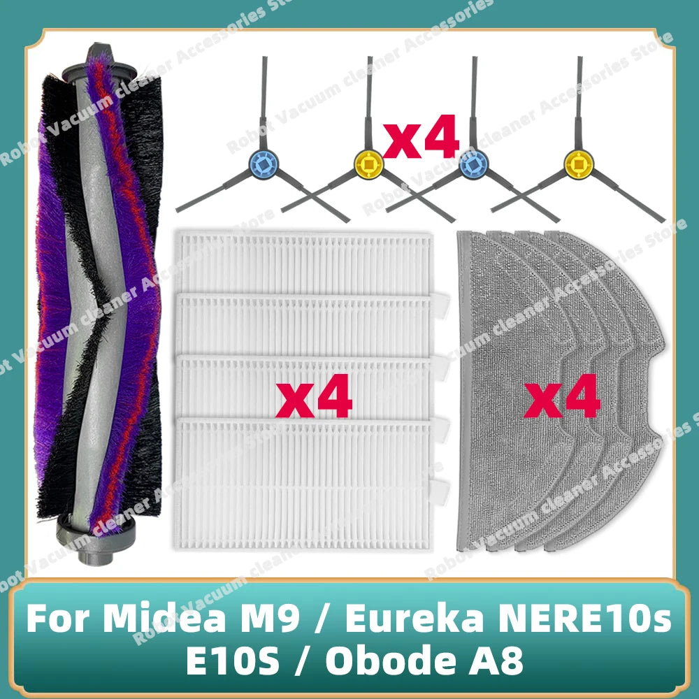 Compatible For Midea M9 / Eureka E20 Plus / Eureka NERE10s E10S / Obode A8 / VCR S10 Plus Main Side Brush Filter Mop Cloth Parts