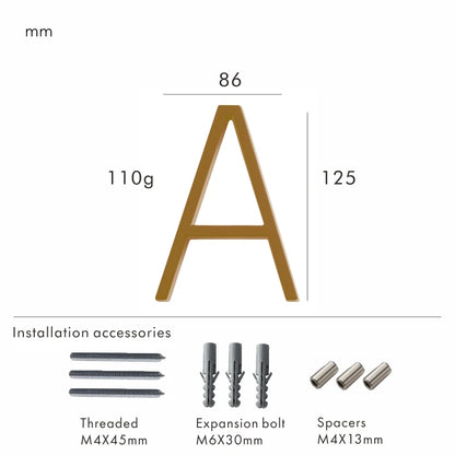 Nurlin 5 inchs 125mm Luxury Address Big House Numbers Modern Gold Black Silver Floating Signage Outdoor Digits Mailbox Sign