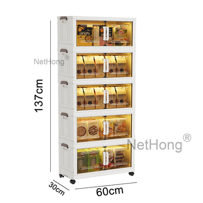 3/4/5 Tier Stackable Foldable Storage Organizer Folding Closet Bins With Lid&Wheels