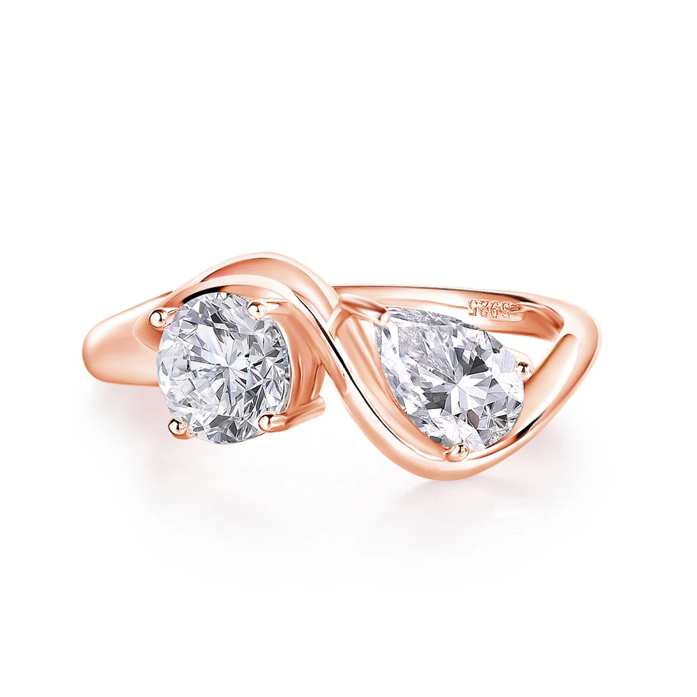 Smyoue 2cttw Certified Moissanite Rings for Women Brilliant Bride Wedding Jewelry 100% 925 Sterling Silver Band Plated 18K Gold