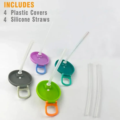 1pc Travel Soda Lid With Straw Reusable Silicone Lid for Standard Beverage Cans for Picnic Portable Juice Bear Straw Cap