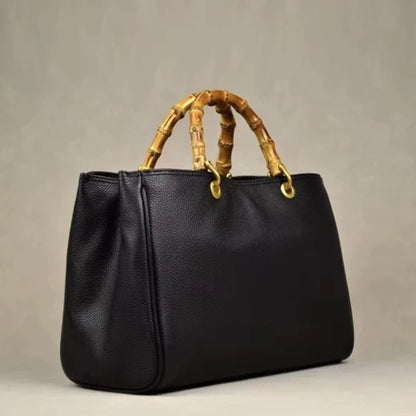England Style Tote Bags For Women Luxury Designer Handbags Purses 2024 New In PU Lychee Texture Bamboo Handle Underarm Shoulder