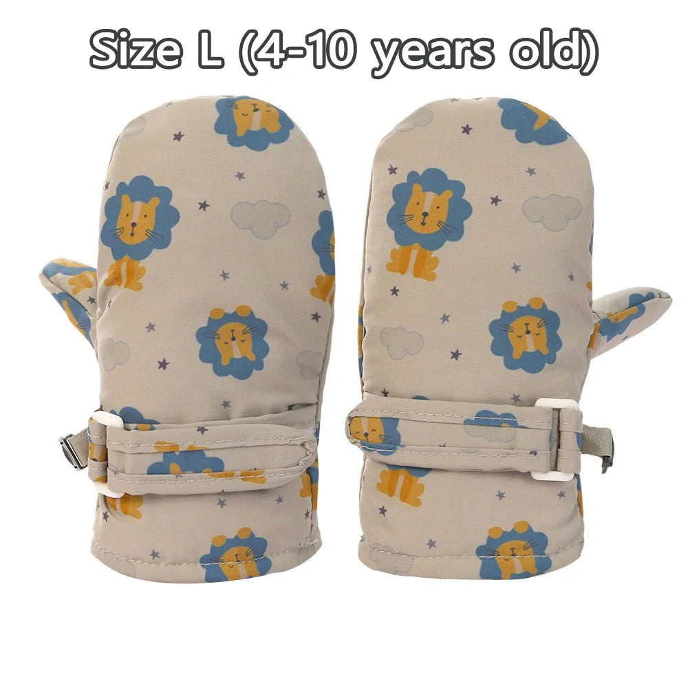 Kids Winter Ski Gloves - Waterproof Cartoon Mittens for Boys & Girls Age 4-6