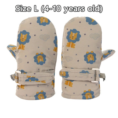 Kids Winter Ski Gloves - Waterproof Cartoon Mittens for Boys & Girls Age 4-6