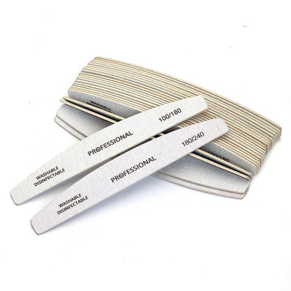 10pcs/Lot Wooden Nail Files Professional 100 180 240 Emery Board Manicure Buffer Grey Boat Double-sided Wooden Pedicure Buffers