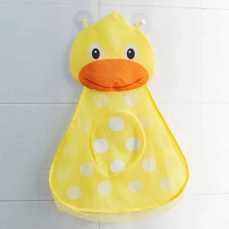 Baby Shower Toy Cute Duck Frog Net Toy Storage Bag Strong Suction Cup Baby Shower Game Bag Bathroom Organizer Water Toy