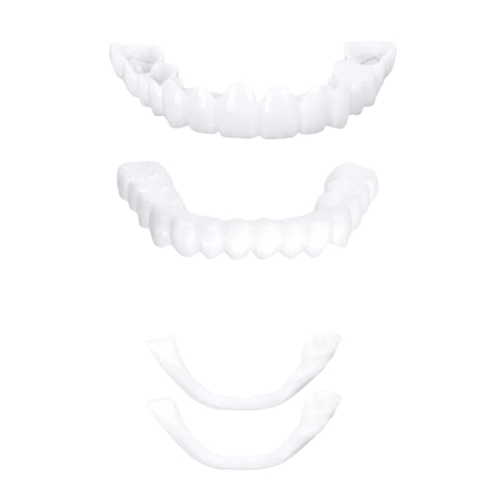 2 Pairs Regain Confident Smile Smile Whitening Teeth Snap Cap Denture Care Comfort Upper and Lower Jaw Denture for Men and Women