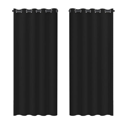 Blackout Curtains 2 Panels Thermal Insulated Grommet Darkening Drapes Solid Black Long Curtain for Bedroom Window Living Room
