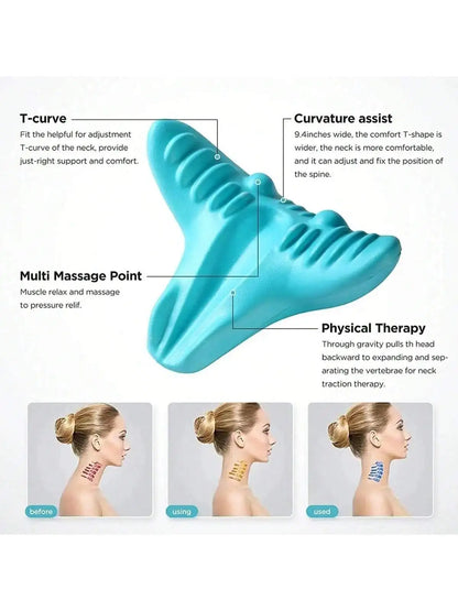 PC Pillow Cervical Traction, Cervical Muscle Relaxer Massager,Shoulder Neck Traction Correction for Relief Spine Alignment jing