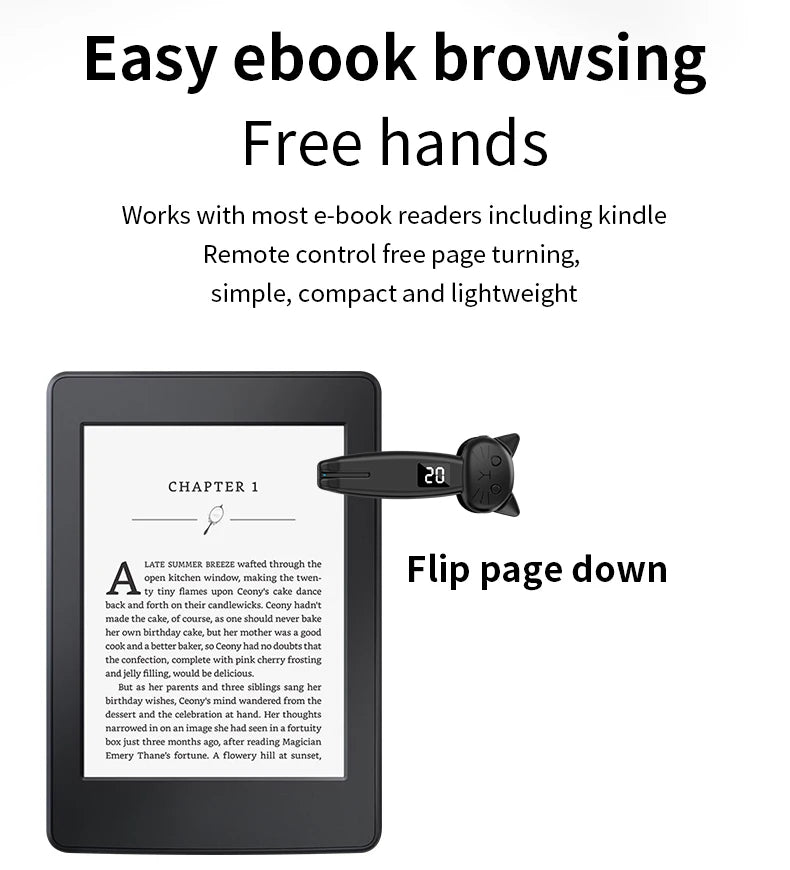 Remote Control Page Turner Bluetooth-Compatible 5.3 Camera Shutter Auto Clicker Phone Screen Tapper Device for Kindle Paperwhite