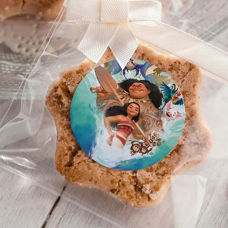 Disney Moana Round Stickers Water Bottles Stickers Label for Luggage Laptop Trendy Sticker Kids Birthday Party Supply Gift Decor