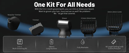 Sejoy Beard Trimmer for Men Cordless Nose Hair Trimmer Waterproof Hair Clippers and Trimmers Set Electric Razor