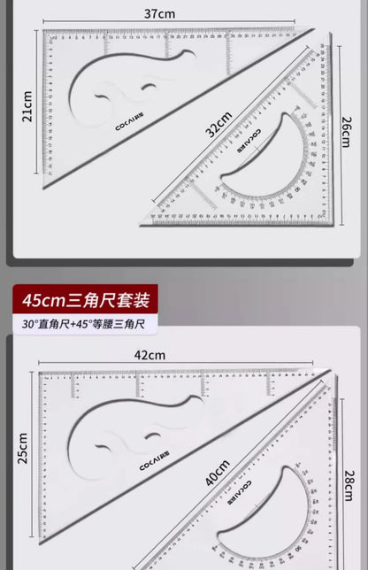 Multifunctional Triangular Ruler 18/22/27/32/37/42CM Hand-drawn Triangle Board Protractor Woodworking Interior Drawing Design