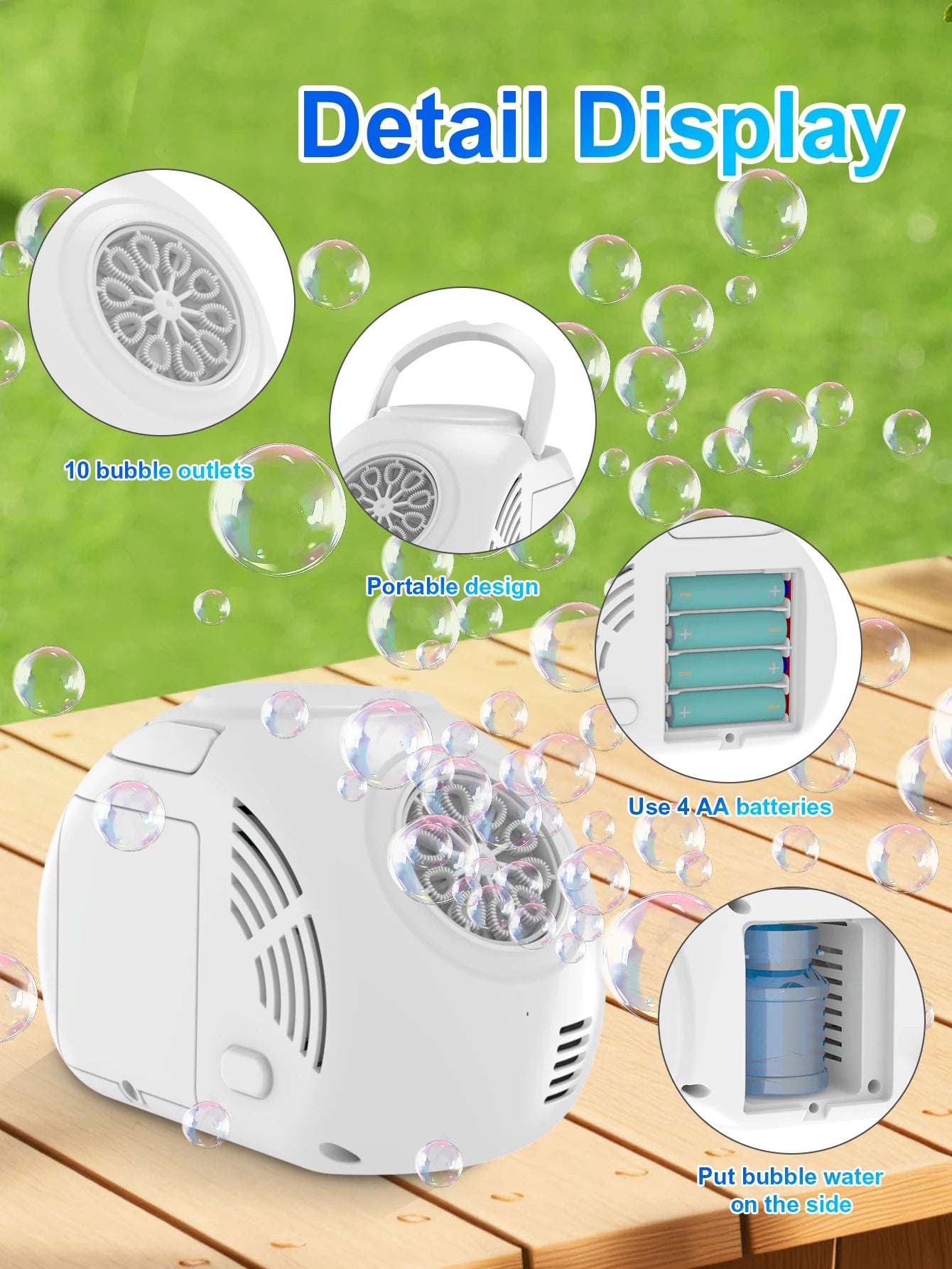 10 hole fully automatic bubble machine for children's kindergarten outdoor activities bubble toy without battery bubble water