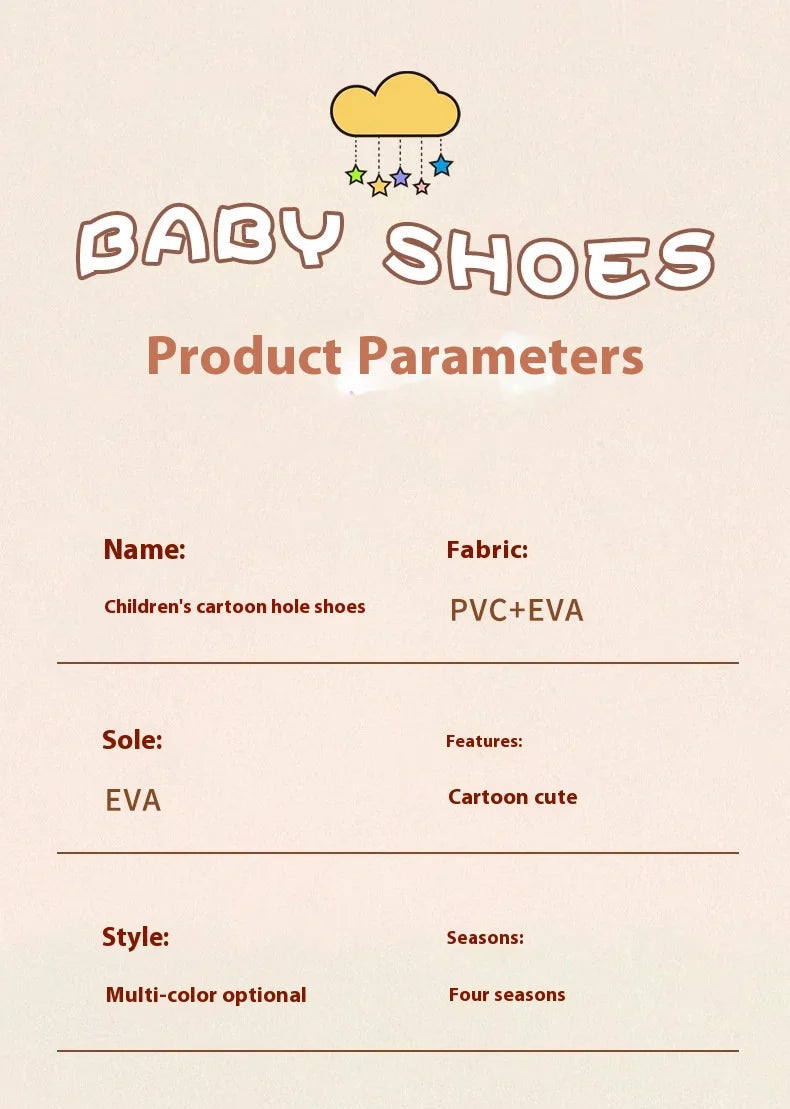 Children's Flip Flops, Anti Slip and Lightweight, Children's Hole Shoes, Soft Soled Cartoon Beach Shoes for Boys and Girls