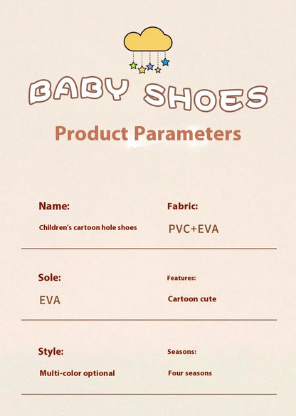 Children's Flip Flops, Anti Slip and Lightweight, Children's Hole Shoes, Soft Soled Cartoon Beach Shoes for Boys and Girls