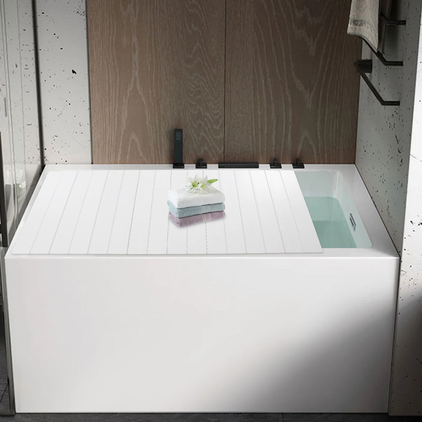 Bathtub Cover Foldable Board Waterproof Dustproof Bathtub Tray Insulation PVC Durable Panel for Home Bathroom Spa 75 x 170 cm