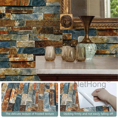 6M 3D Rust masonry pattern Effect Wallpaper Vinyl Self Adhesive Wall Stickers