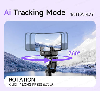 C22 AI Face Tracking Handheld Gimbal Stabiliser 360° Rotation Shoot Selfie Stick Tripod for Mobile Phone, 1/4'' Screw for Camera
