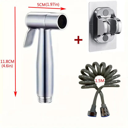 1 Set 304 Stainless Steel Wire Drawing Non-Punching Booster Toilet Spray Gun - Female Washing Device with Small Flower Sprinkler