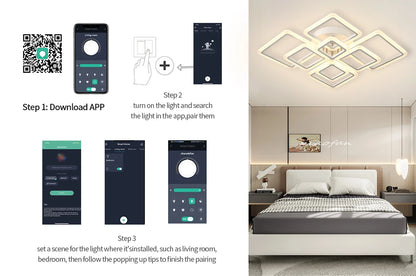 Modern LED Ceiling Light Dimmable Ceiling Lamp Fixture  Acrylic Flush Mount Ceiling Chandelier Lighting for Living Room Home