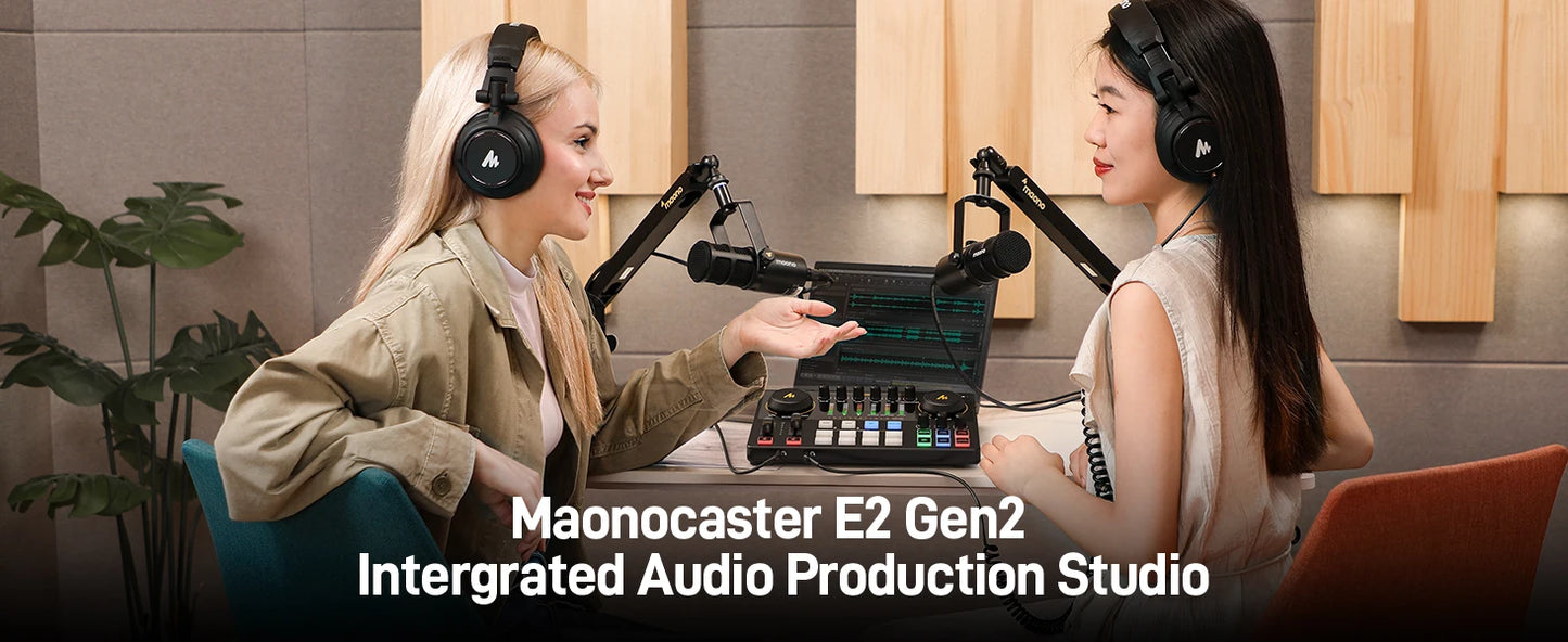 MaonoCaster E2 Gen2 Audio Interface Mixer with Dual XLR Input for Dual Podcast Live Streaming Gaming Audio Interfaces Sound Card