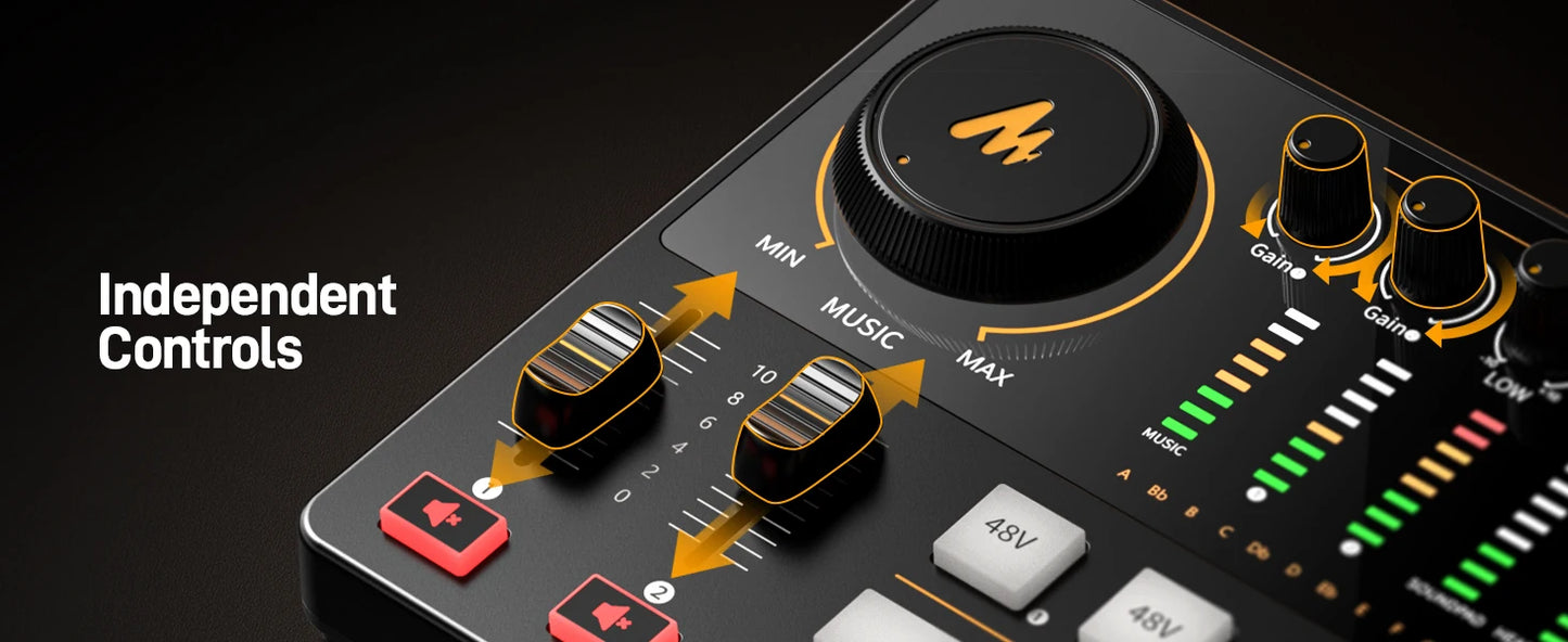 MaonoCaster E2 Gen2 Audio Interface Mixer with Dual XLR Input for Dual Podcast Live Streaming Gaming Audio Interfaces Sound Card