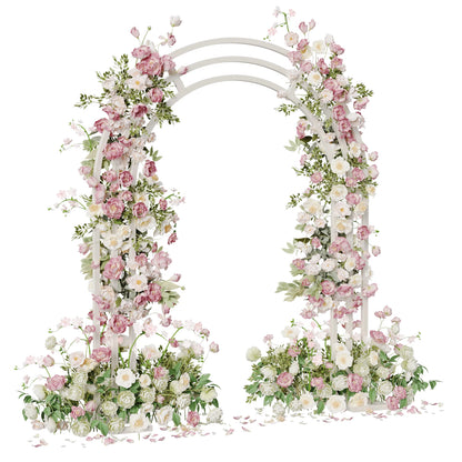 Heavy Strong White Metal Wedding Arch Garden Arbor Frame, Floral Backdrop Stand, Pergola for Indoor and Outdoor