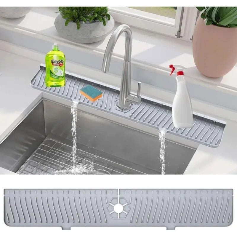 1pcs Silicone Faucet Water Catcher Mat Sink Splash Guard Anti Slip Spill Proof Drying Pad Kitchen Gadgets Home Sink Accessories