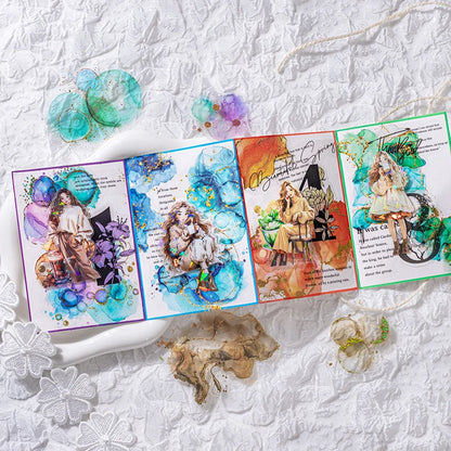 15 Pcs Creative Watercolor smudging hot stamping Stickers hand tent DIY Stick Labels Scrapbooking Material Junk Journal Supplies