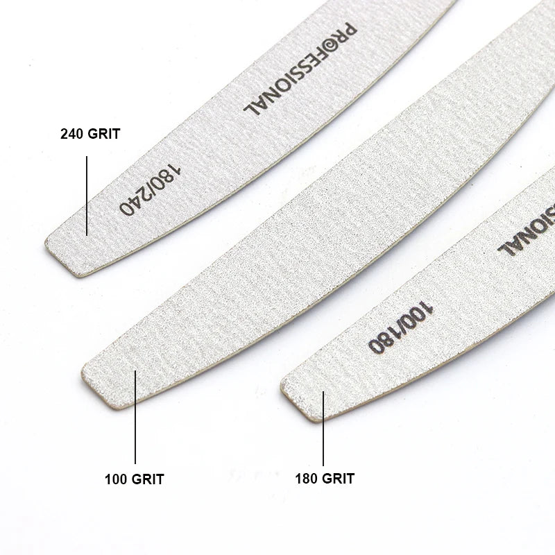 10pcs/Lot Wooden Nail Files Professional 100 180 240 Emery Board Manicure Buffer Grey Boat Double-sided Wooden Pedicure Buffers