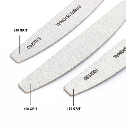 10pcs/Lot Wooden Nail Files Professional 100 180 240 Emery Board Manicure Buffer Grey Boat Double-sided Wooden Pedicure Buffers