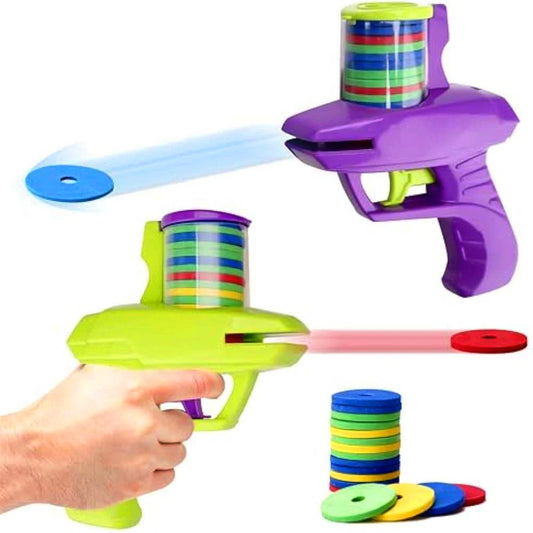 Kids Foam Disc Flying Gun Toy - Outdoor Shooting Game for Children Ages 3-12