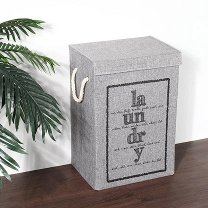 Fabric Foldable Laundry Basket Clothes Storage Bag with Lid