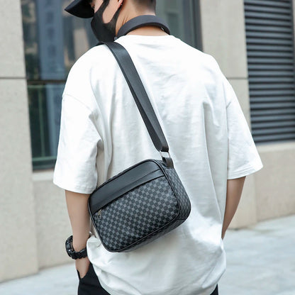 Casual Lightweight Business Shoulder Bags for Men PU Leather Messenger Bag Comfortable Wide Strap Crossbody Bags Designer Male