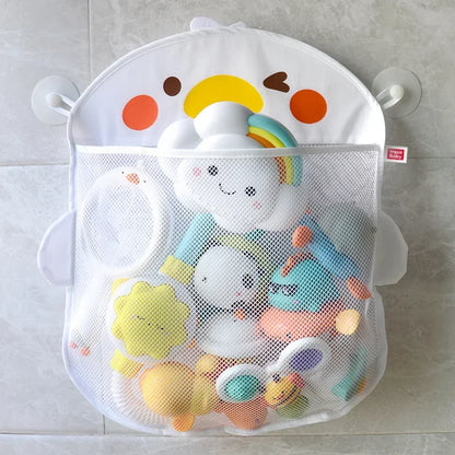 Baby Shower Toy Cute Duck Frog Net Toy Storage Bag Strong Suction Cup Baby Shower Game Bag Bathroom Organizer Water Toy
