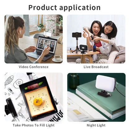 Video Conference Selfie Ring Lamp Light For iPad Laptop PC Webcam Studio LED Dimmable Lighting With Clip For Youtube Live Stream